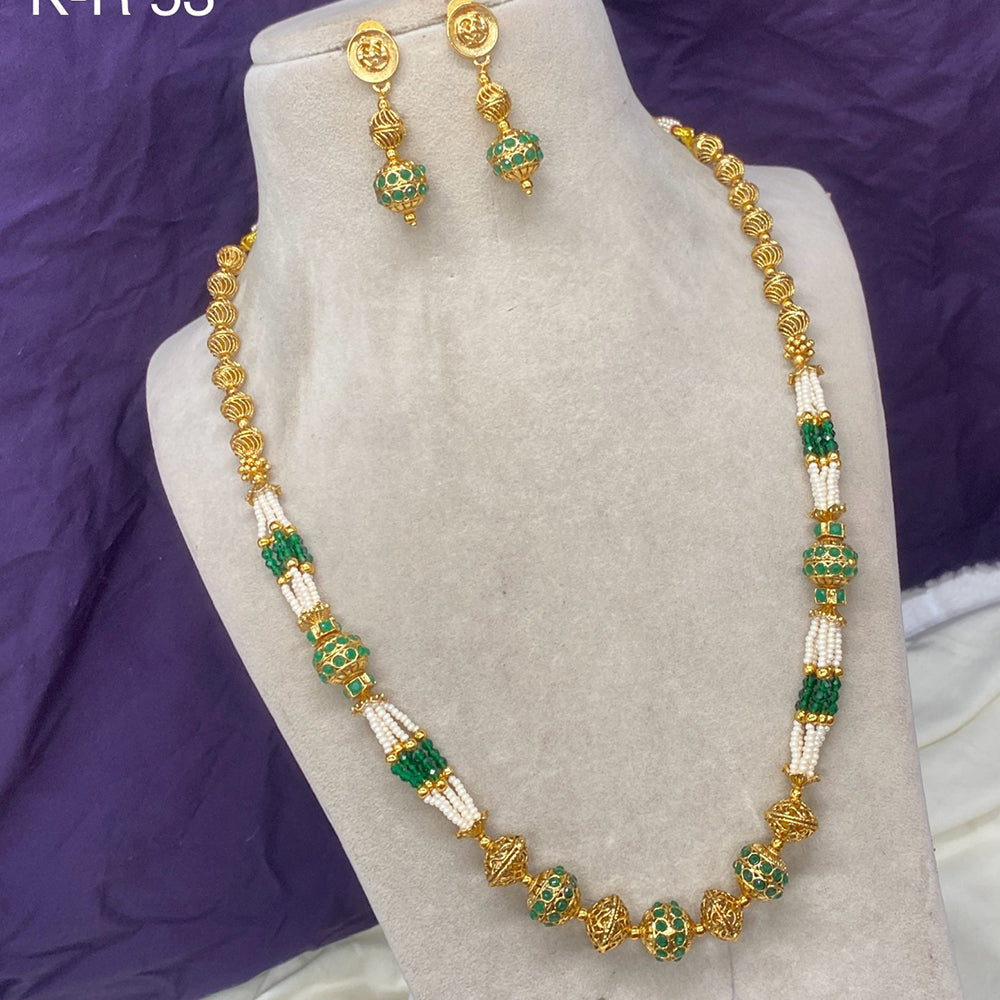 Royal Kundan Jewellery Gold Plated Beads And Pearls Necklace Set
