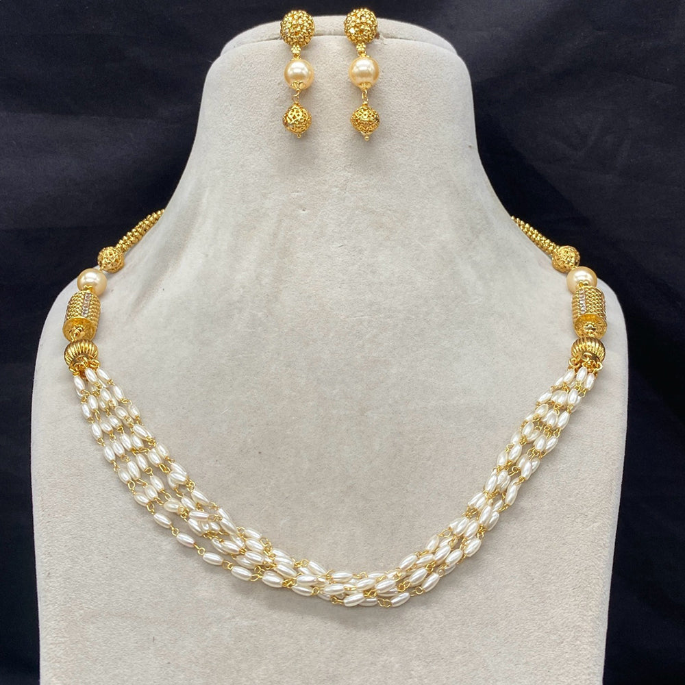 Royal Kundan Jewellery Gold Plated Beads And Pearls Necklace Set