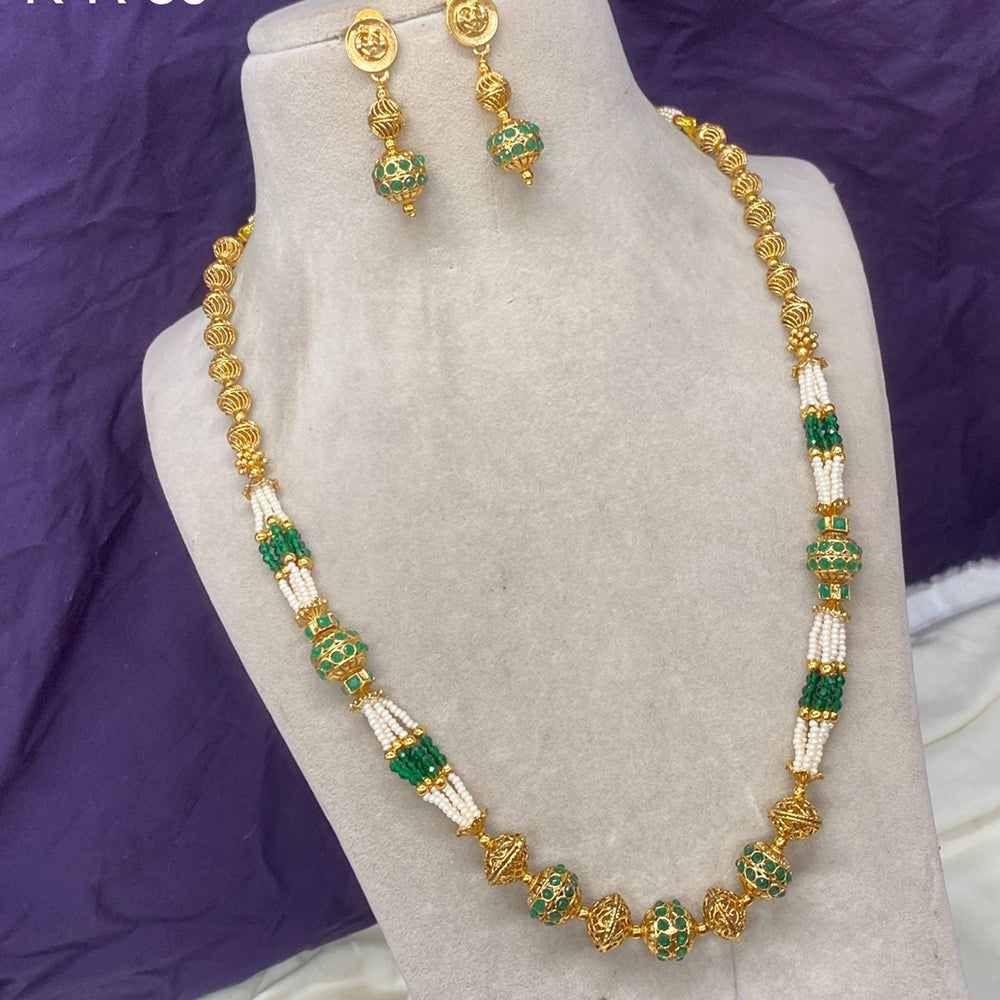 Royal Kundan Jewellery Gold Plated Beads And Pearls Necklace Set