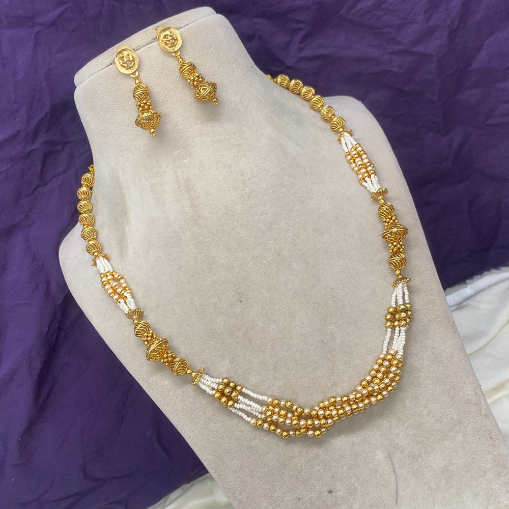 Royal Kundan Jewellery Gold Plated Beads And Pearls Necklace Set