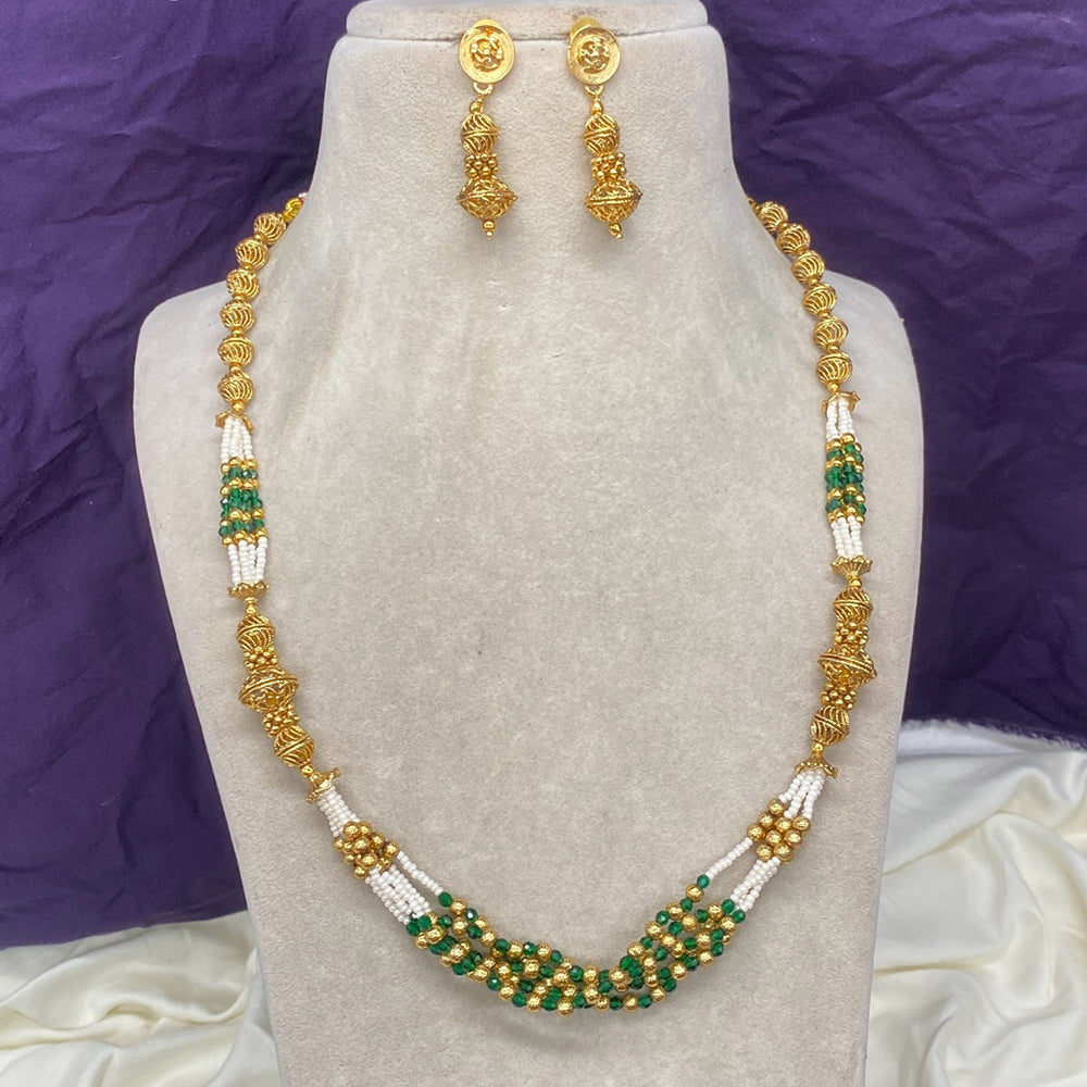 Royal Kundan Jewellery Gold Plated Beads And Pearls Necklace Set