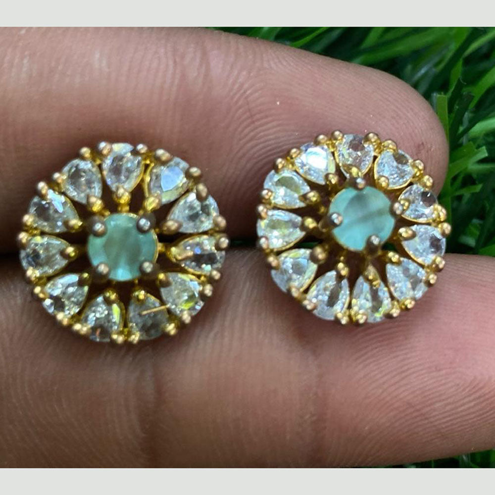 Royal Kundan Jewellery Gold Plated American Diamonds Stud Earrings
