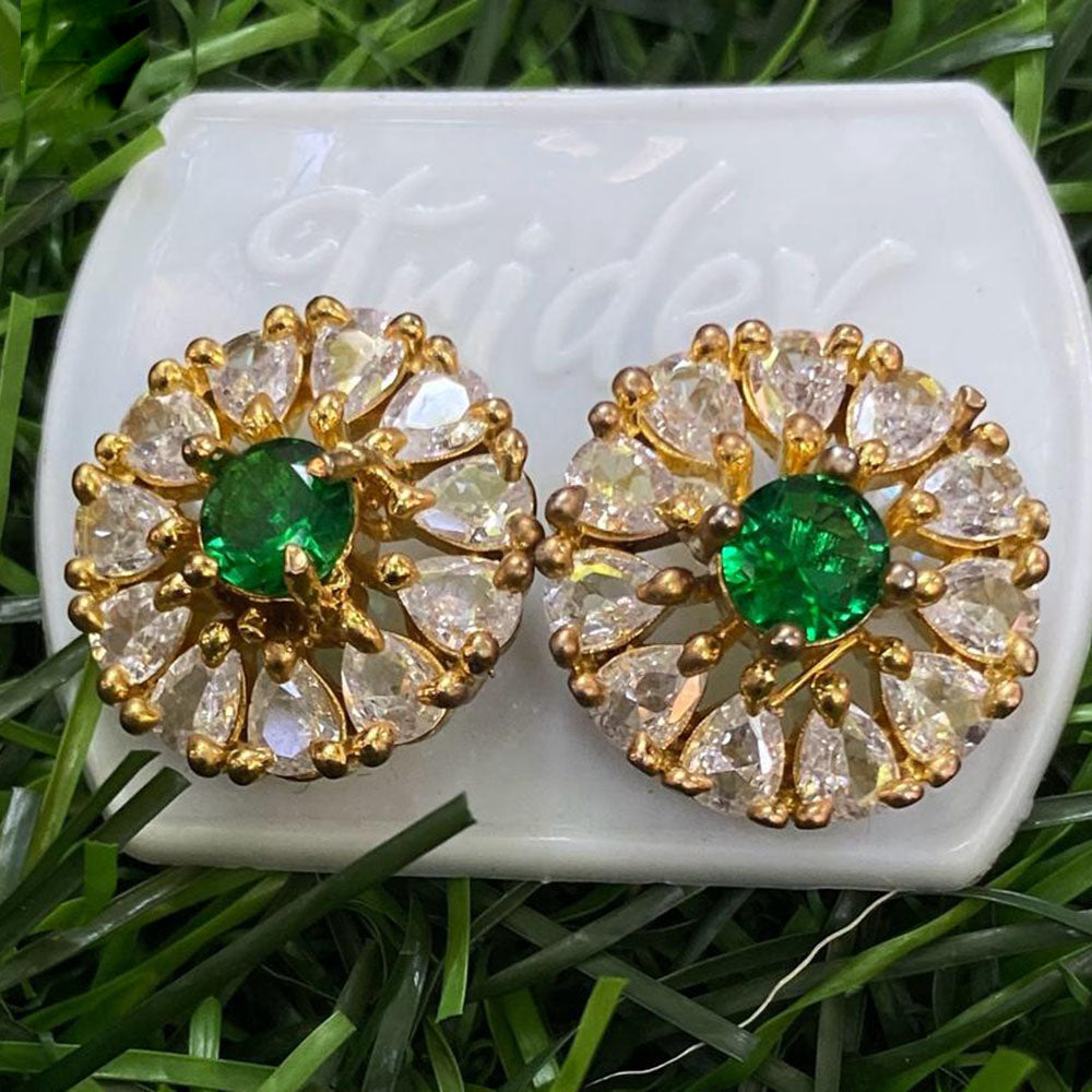 Royal Kundan Jewellery Gold Plated American Diamonds Stud Earrings