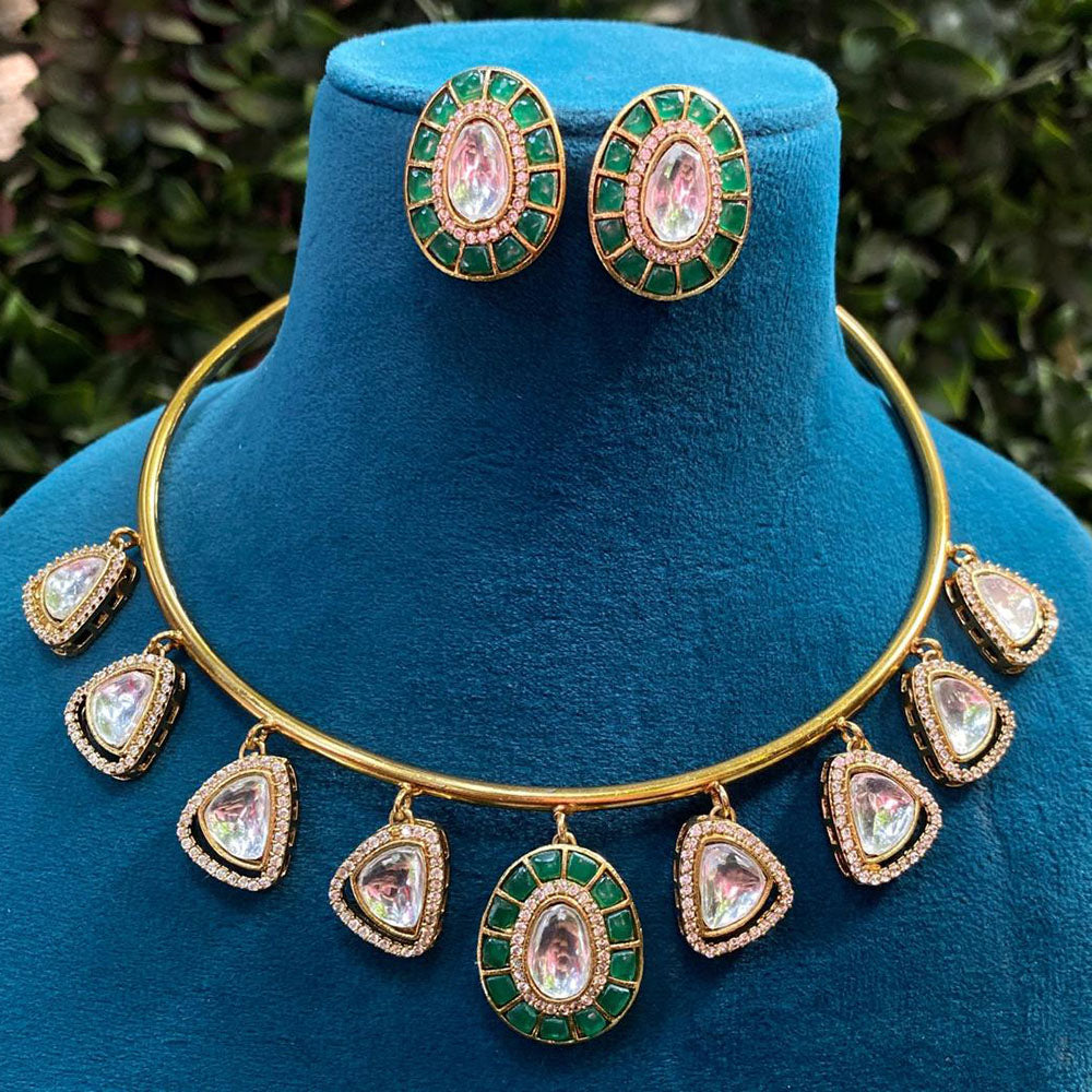 Royal Kundan Jewellery Gold Plated Kundan Stone Necklace Set