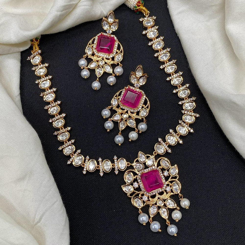 Royal Kundan Jewellery Gold Plated Polki Kundan Necklace Set