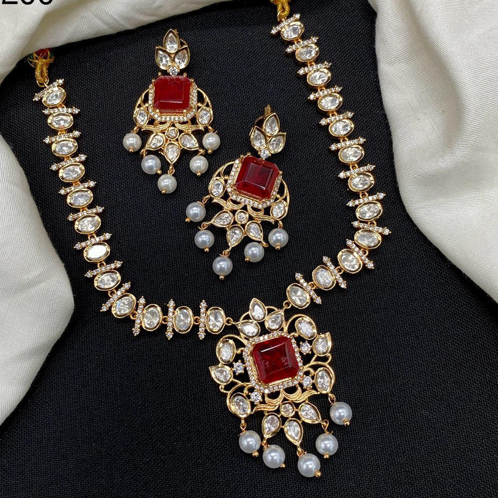 Royal Kundan Jewellery Gold Plated Polki Kundan Necklace Set