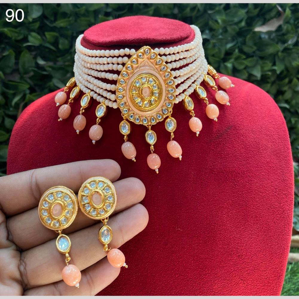 Royal Kundan Jewellery Gold Plated Kundan Stone And Pearls Chokers Necklace Set