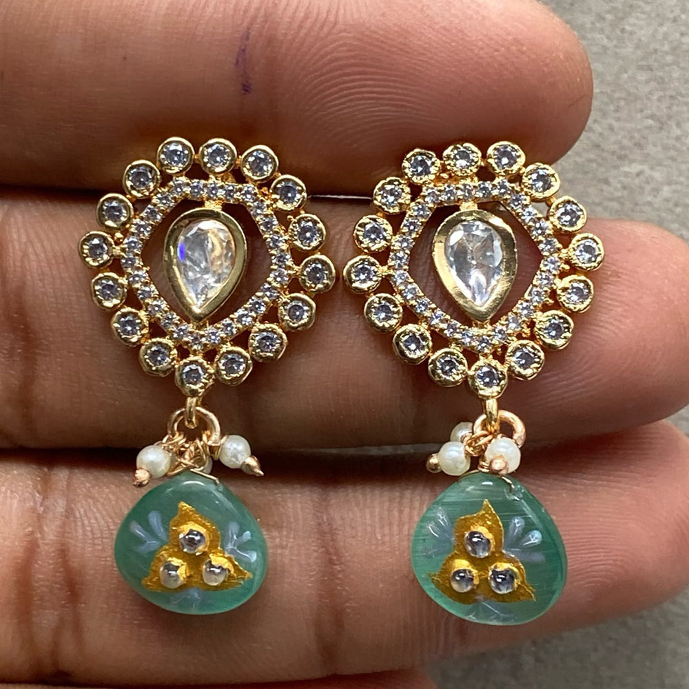 Royal Kundan Jewellery Gold Plated Polki Kundan And Pearls Dangler Earrings