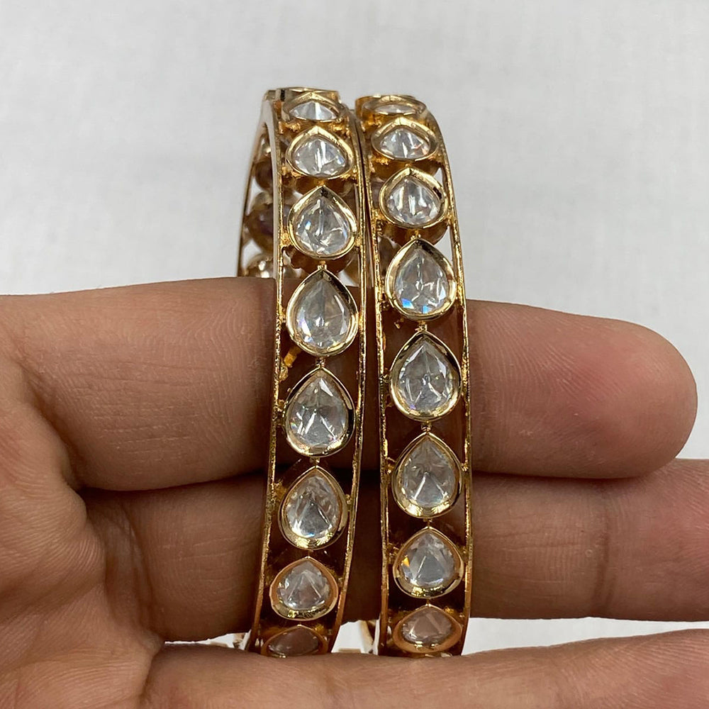 Royal Kundan Jewellery Gold Plated Polki Kundan Stone Bangles Set