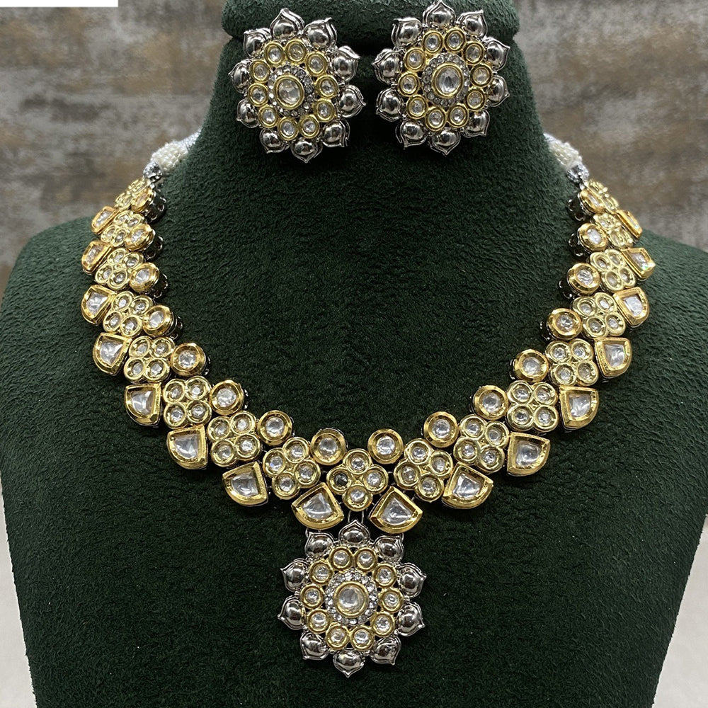 Royal Kundan Jewellery 2 Tone Plated Kundan Necklace Set