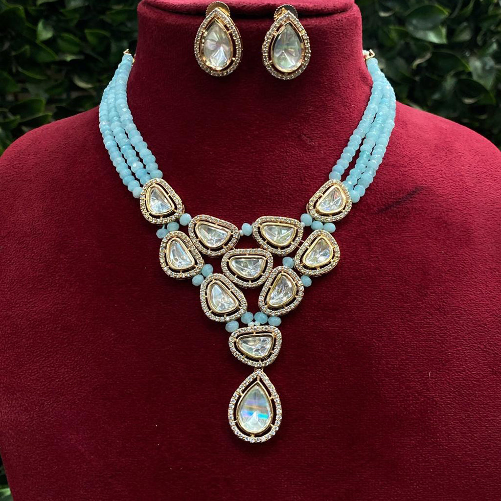 Royal Kundan Jewellery Gold Plated Polki Kundan Stone And Pearls Necklace Set