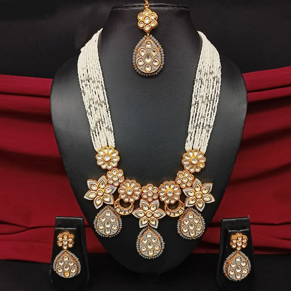 Royal Kundan Jewellery Gold Plated Kundan And Pearl Necklace Set