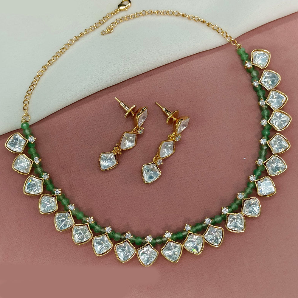 Royal Kundan Jewellery Gold Plated Polki Kundan Stone And Pearls Necklace Set