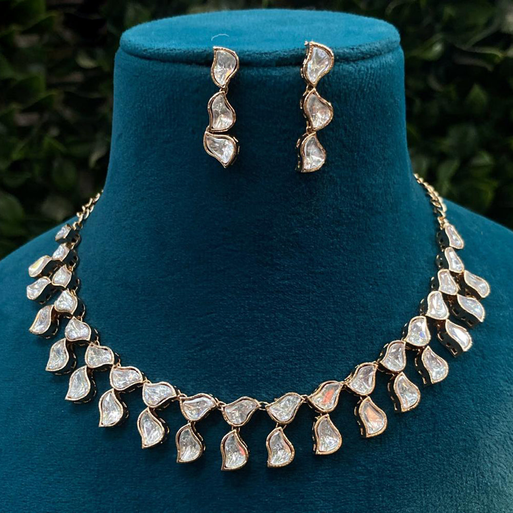 Royal Kundan Jewellery Gold Plated Polki Kundan Stone Necklace Set