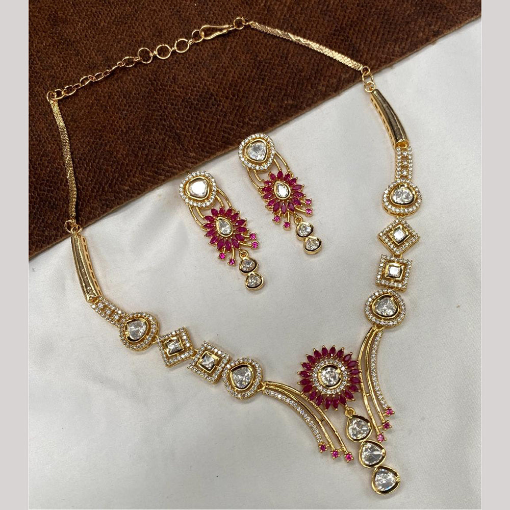 Royal Kundan Jewellery Gold Plated Polki Kundan Stone Necklace Set