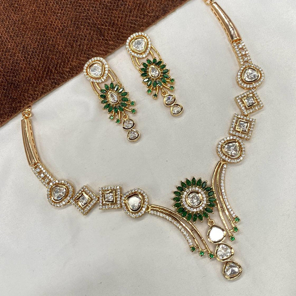 Royal Kundan Jewellery Gold Plated Polki Kundan Stone Necklace Set