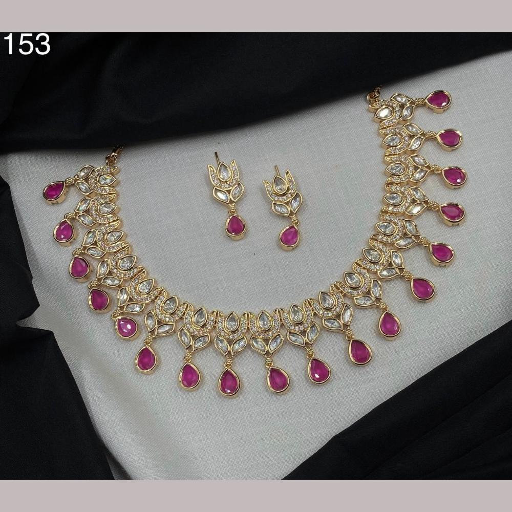 Royal Kundan Jewellery Gold Plated Polki Kundan Stone Necklace Set