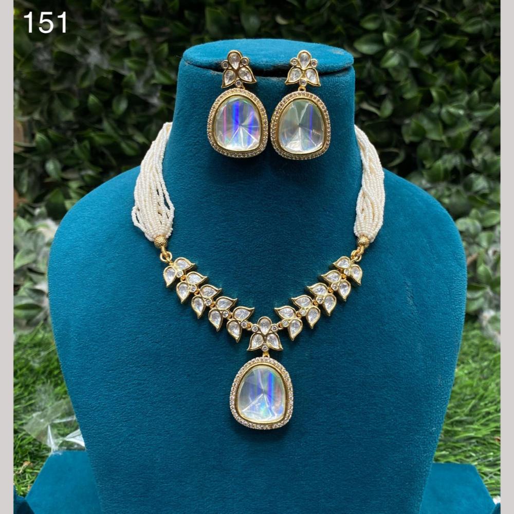Royal Kundan Jewellery Gold Plated Polki Kundan Stone And Pearls Necklace Set