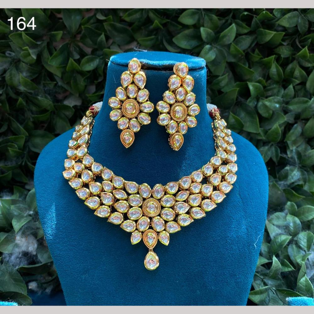 Royal Kundan Jewellery Gold Plated Kundan Stone Necklace Set