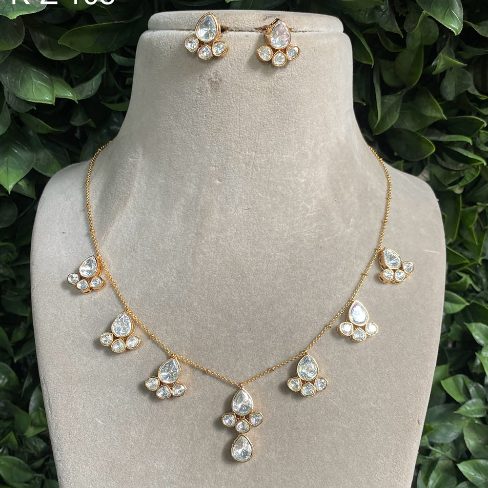 Royal Kundan Jewellery Gold Plated Polki Kundan Stone Necklace Set
