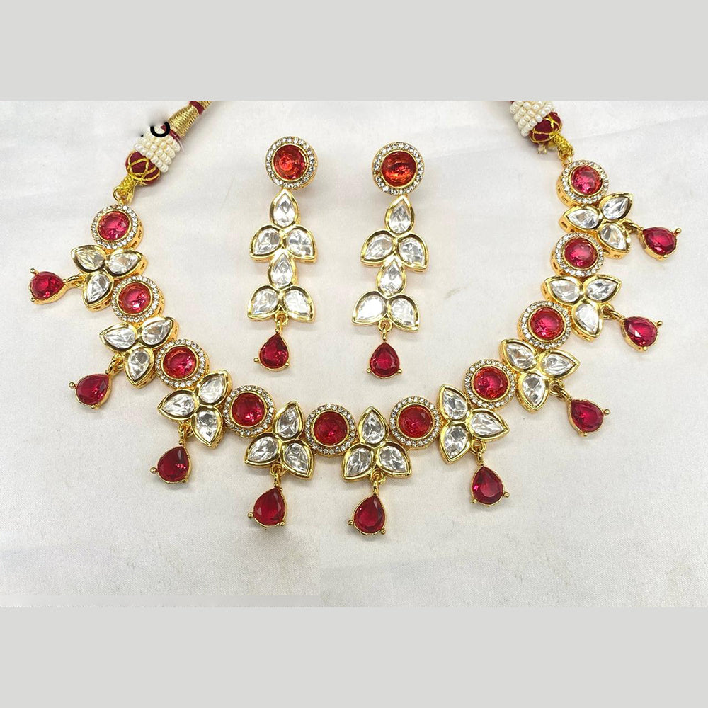 Royal Kundan Jewellery Gold Plated Polki Kundan Stone Necklace Set