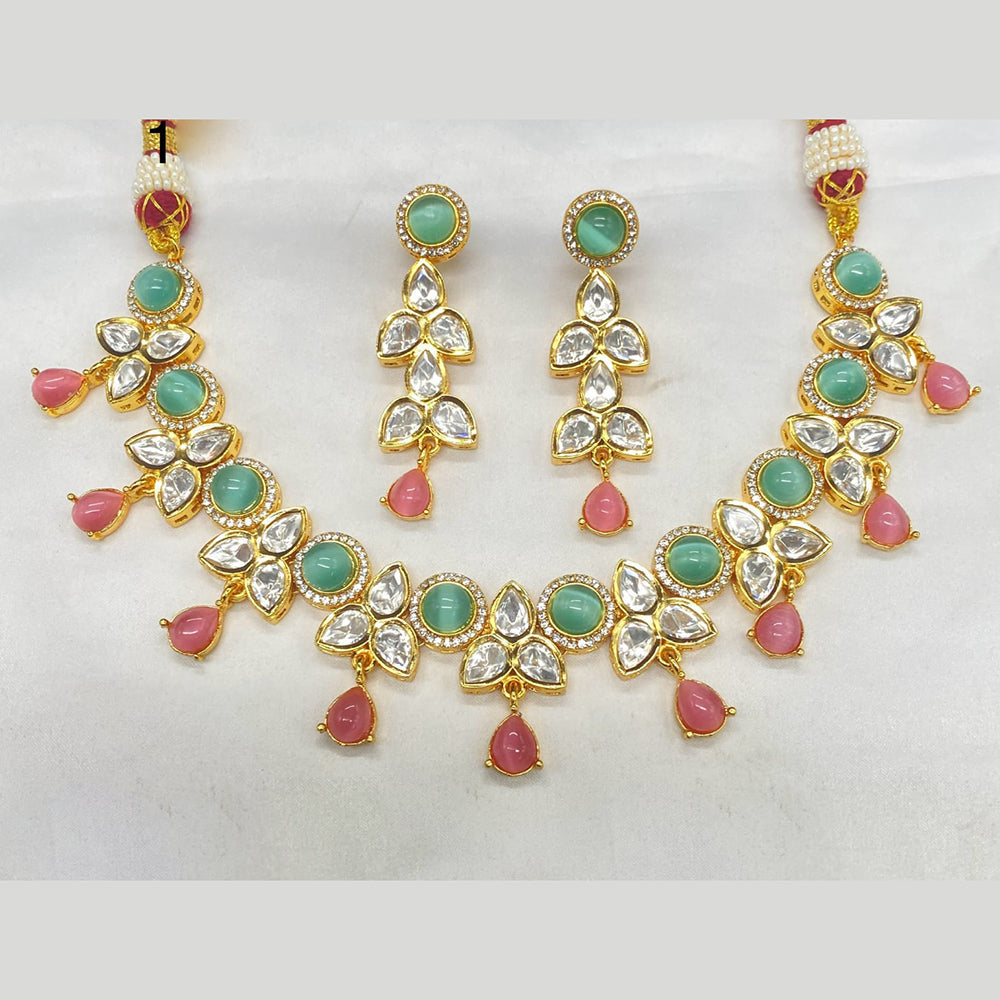 Royal Kundan Jewellery Gold Plated Polki Kundan Stone Necklace Set