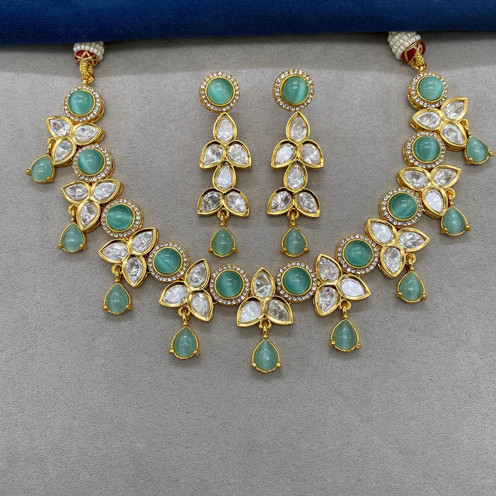Royal Kundan Jewellery Gold Plated Polki Kundan Stone Necklace Set