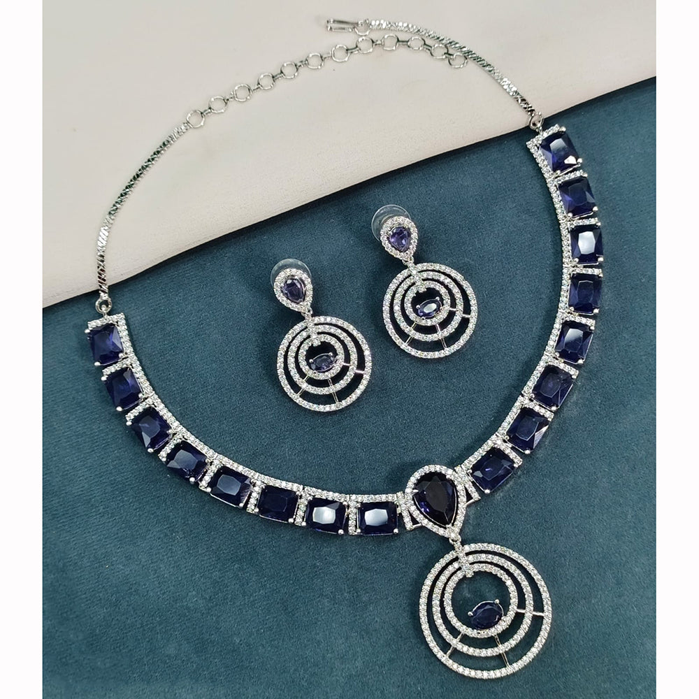 Royal Kundan Jewellery Glamorous American Diamond Necklace Set