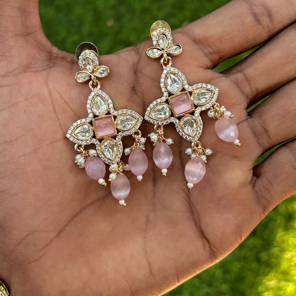 Royal Kundan Jewellery Classic Polki Kundan And Pearl Hanging Earrings