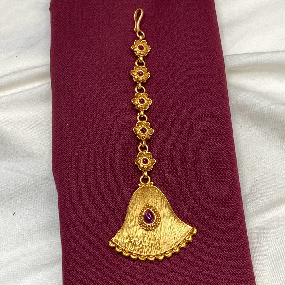 Royal Kundan Jewellery Traditional Pota Stone Maangtikka