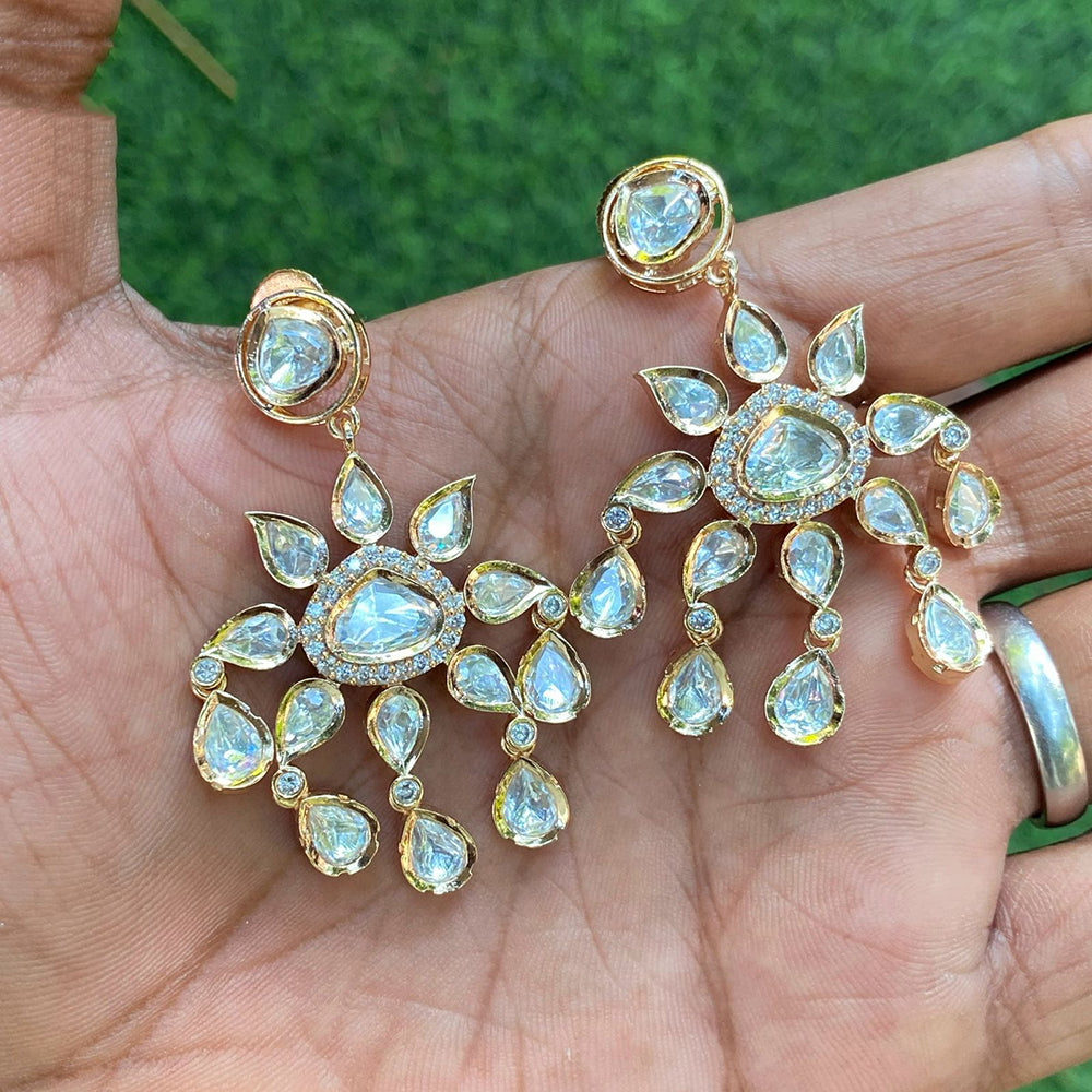 Royal Kundan Jewellery Royal Look Polki Kundan Stone Dangler Earrings