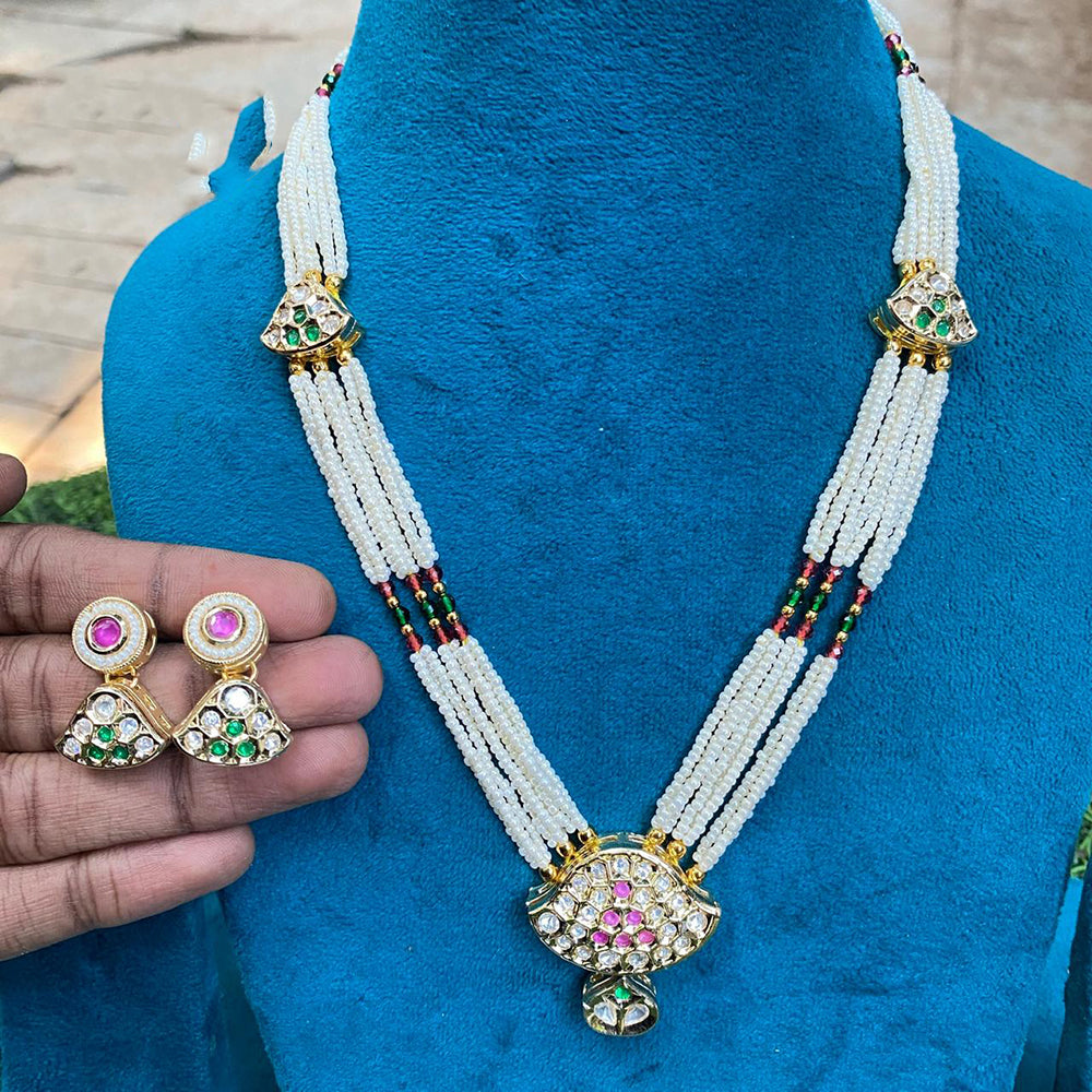 Royal Kundan Jewellery Nawabi Charm Polki Kundan Stone And Pearl Necklace Set