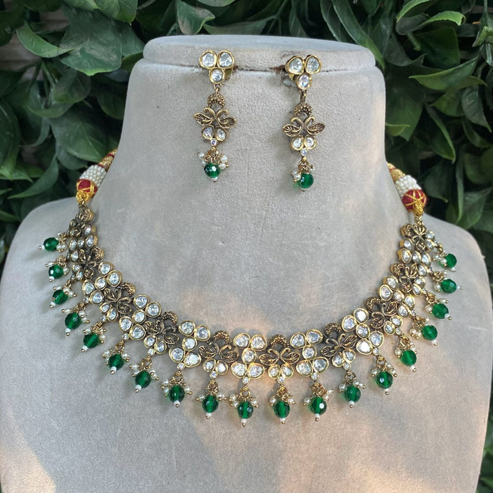 Royal Kundan Jewellery Polki Kundan Stone And Beads Necklace Set