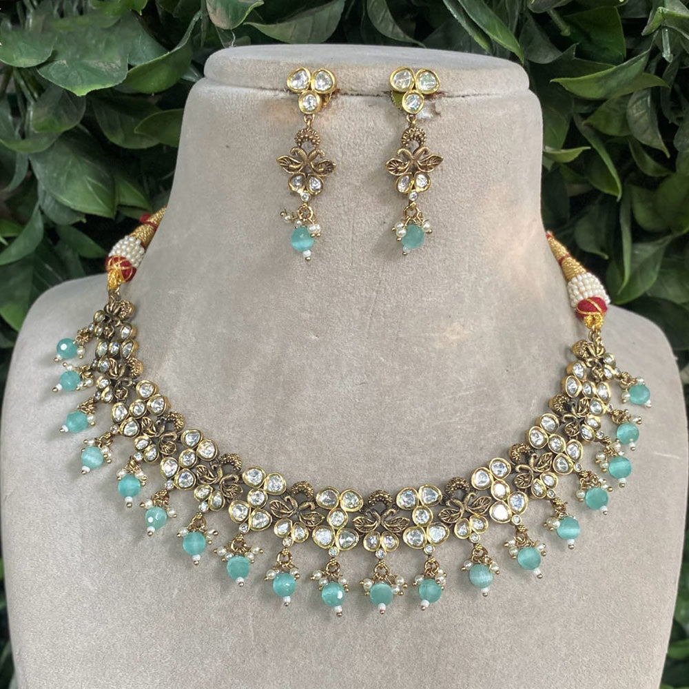 Royal Kundan Jewellery Polki Kundan Stone And Beads Necklace Set