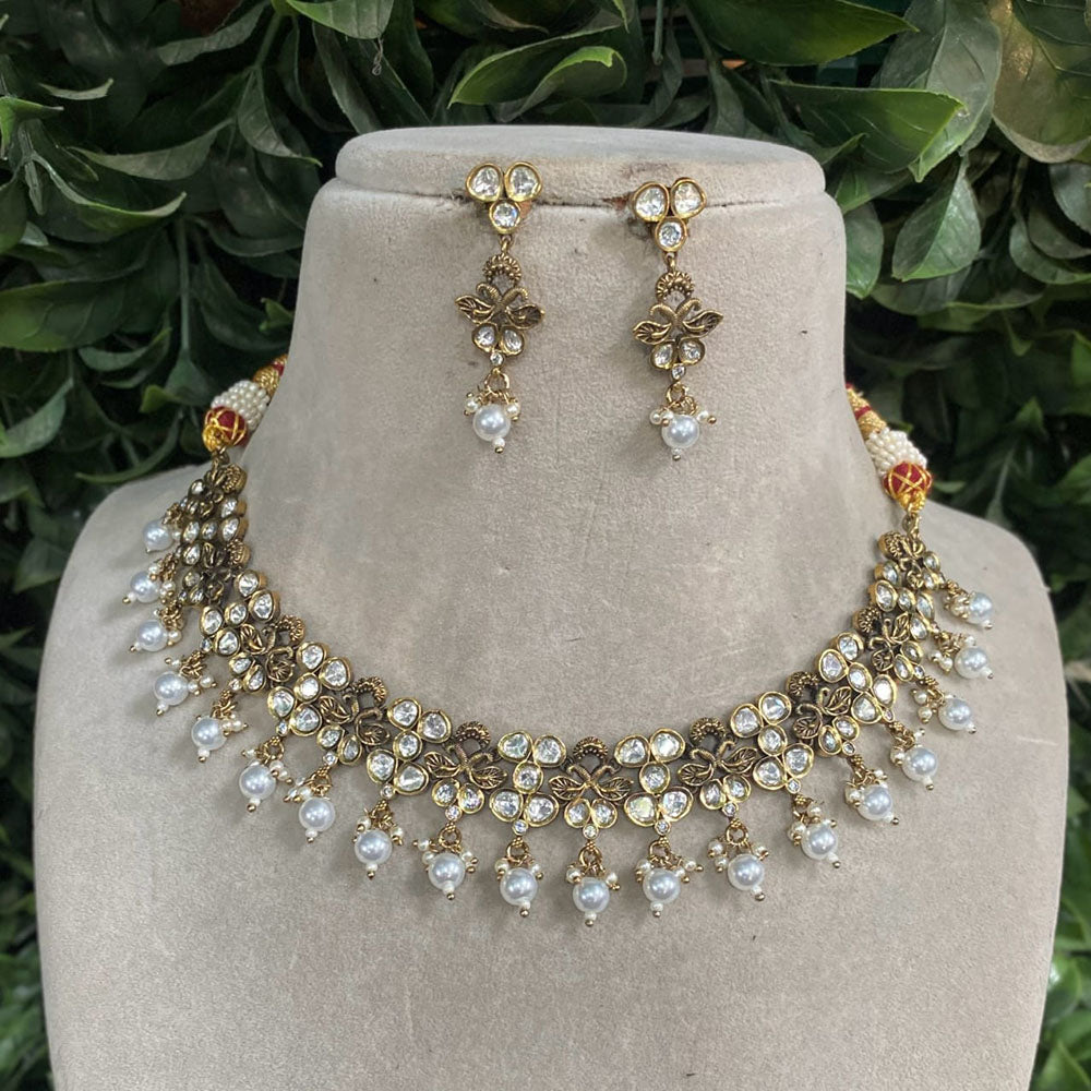 Royal Kundan Jewellery Polki Kundan Stone And Beads Necklace Set