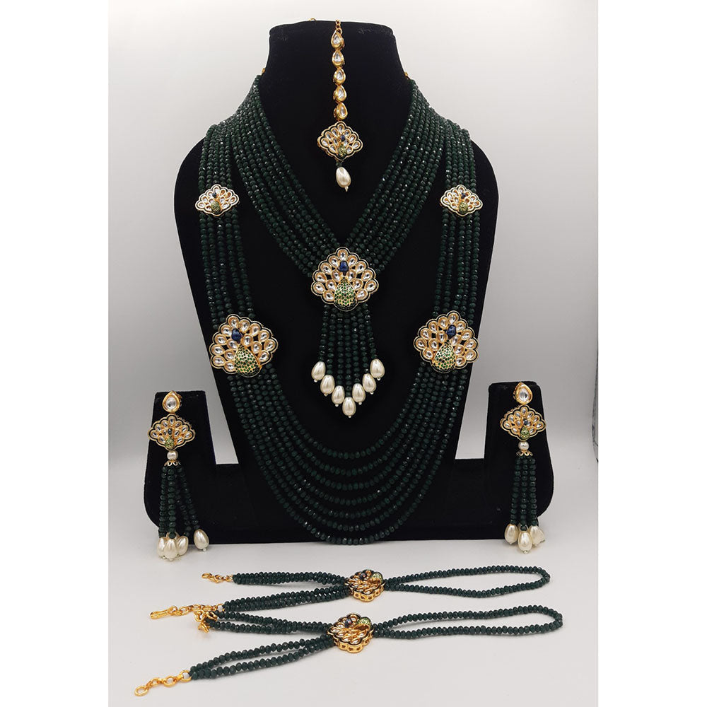 Royal Kundan Jewellery Premium Kundan Stone And Pearl Double Necklace Set