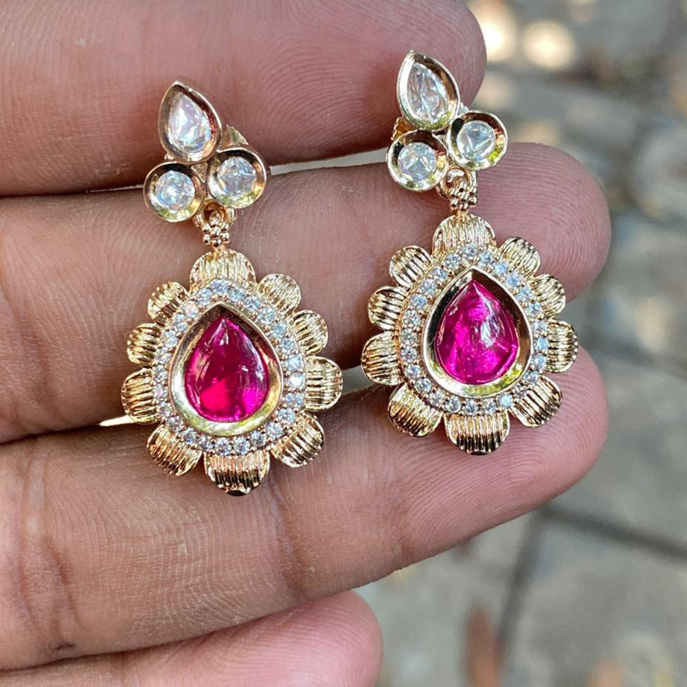 Royal Kundan Jewellery Designer Polki Kundan Stone Dangler Earrings