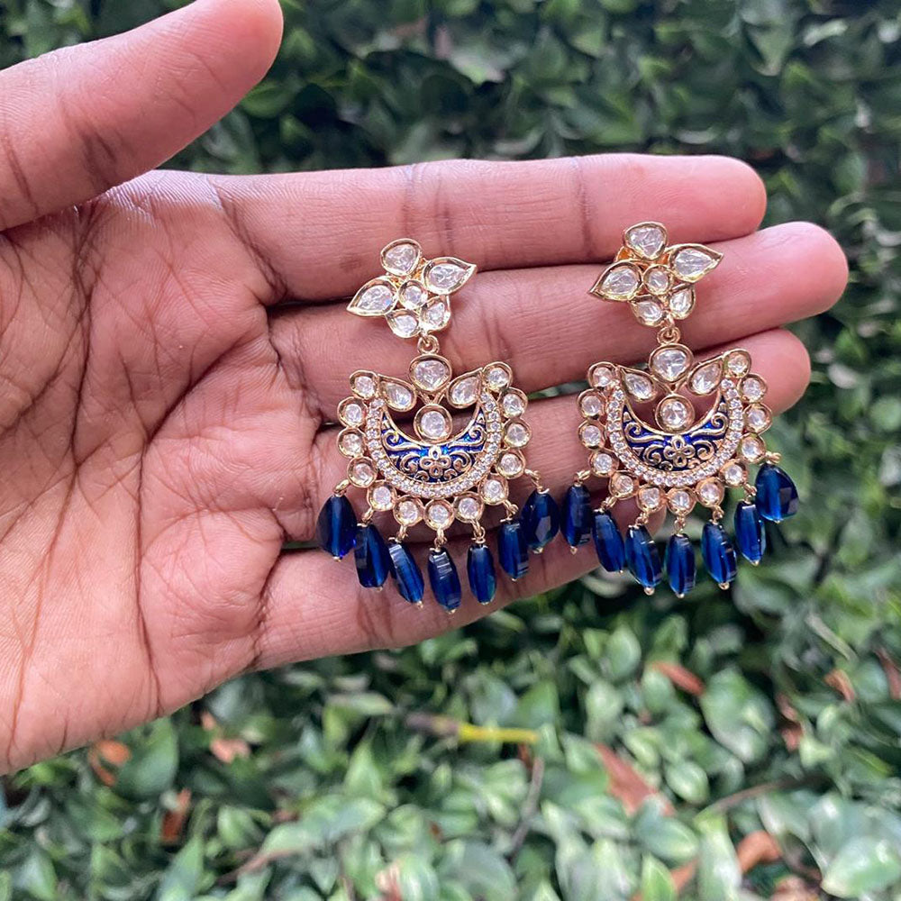 Royal Kundan Jewellery Royal Look Polki Kundan Stone And Meenakari Dangler Earrings