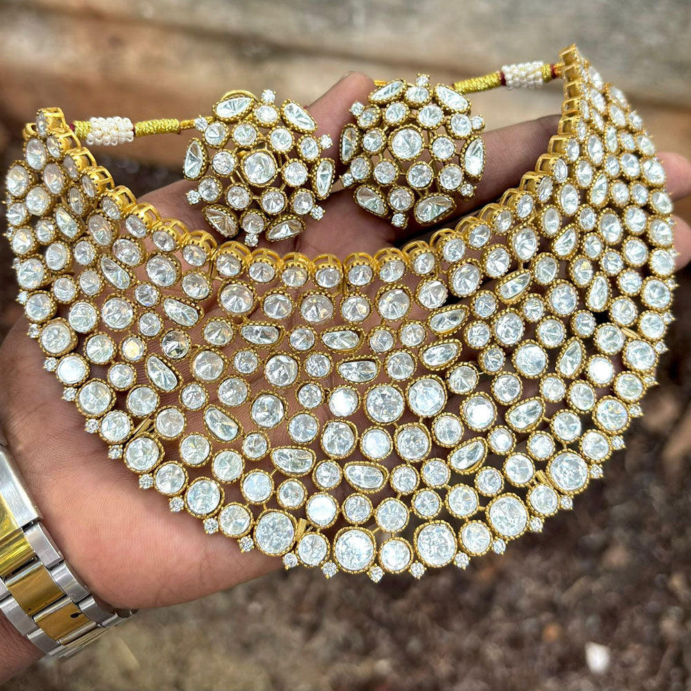 Royal Kundan Jewellery Designer Polki Kundan Choker Necklace Set