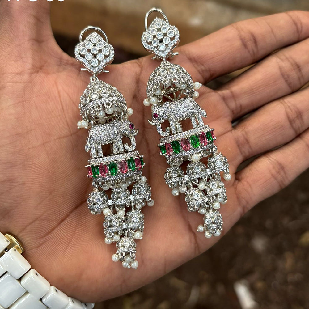 Royal Kundan Jewellery Elephant Motif Austrian Stone Jhumki Earrings