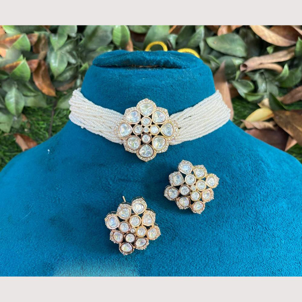 Royal Kundan Jewellery Designer Polki Kundan Pearl Choker Necklace Set
