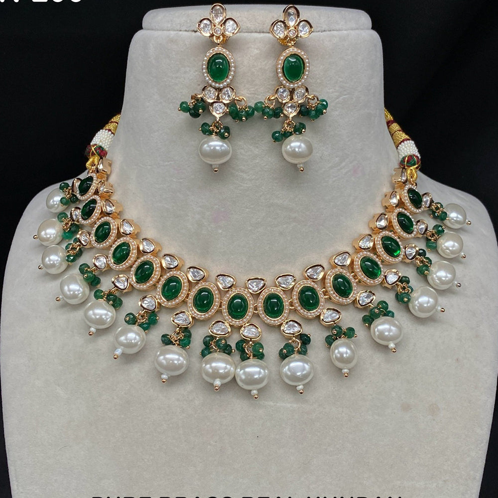 Royal Kundan Jewellery Pota Stone And Polki Kundan Stone Necklace Set