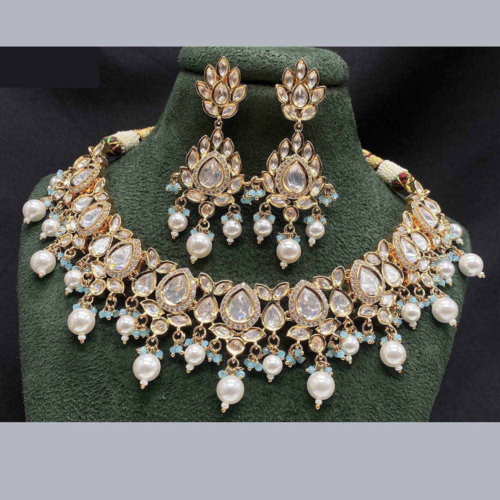 Royal Kundan Jewellery Grand Polki Kundan Stone Pearl And Beads Neckalce Set