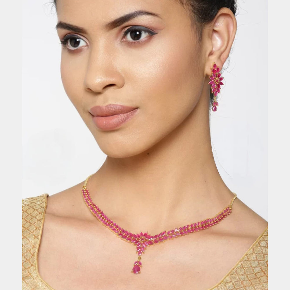 Beeji Creations Gold Plated Crystal Stone Necklace Set