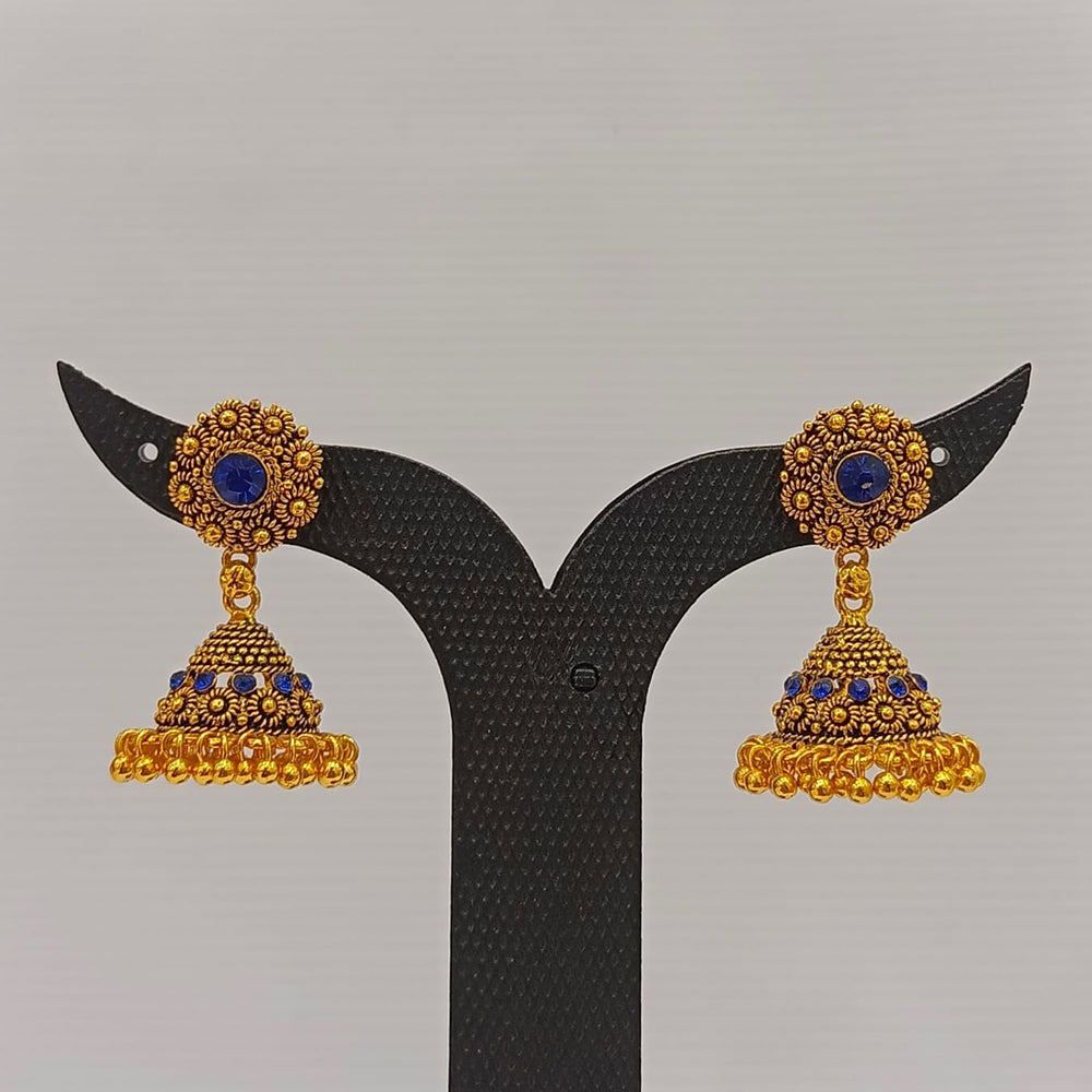 Dariyalal Sales Gold Plated Pota Stone Jhumki Earrings