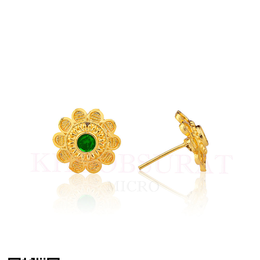 Dariyalal Sales Gold Plated Pota Stone Stud Earrings