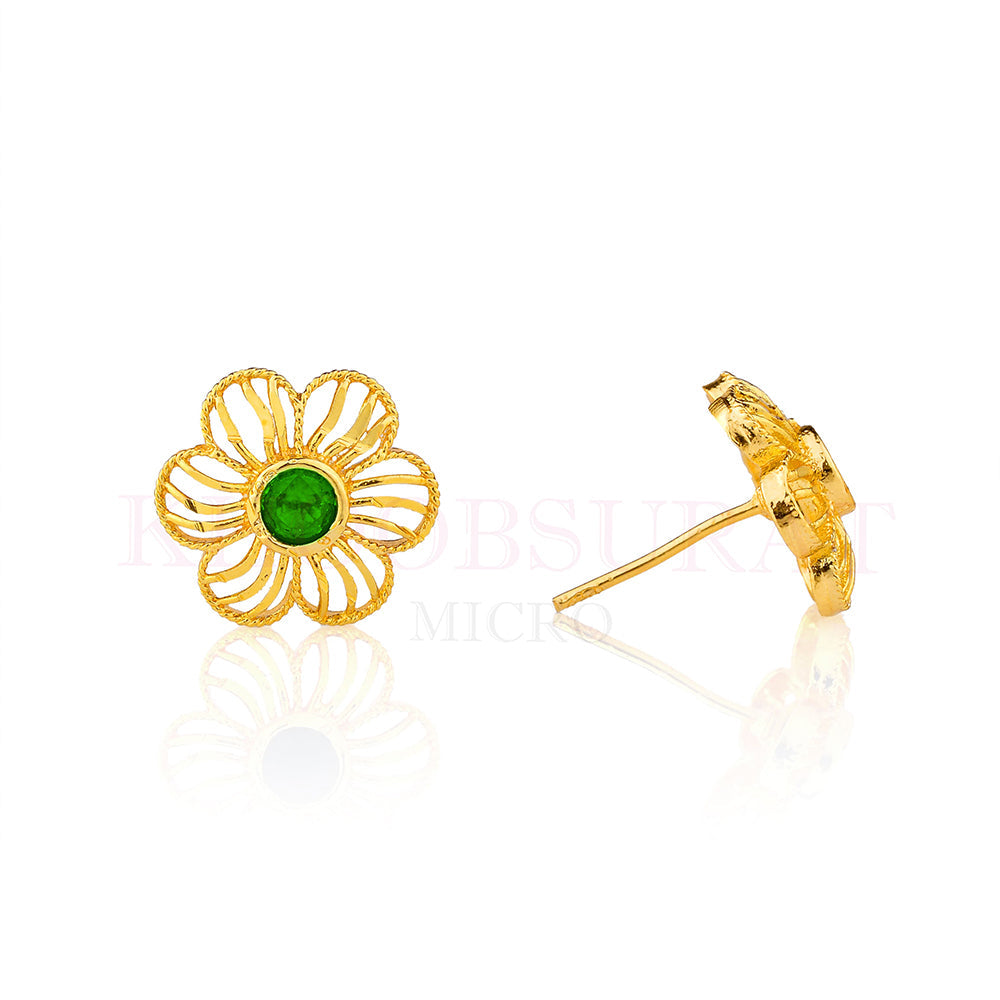 Dariyalal Sales Gold Plated Pota Stone Stud Earrings