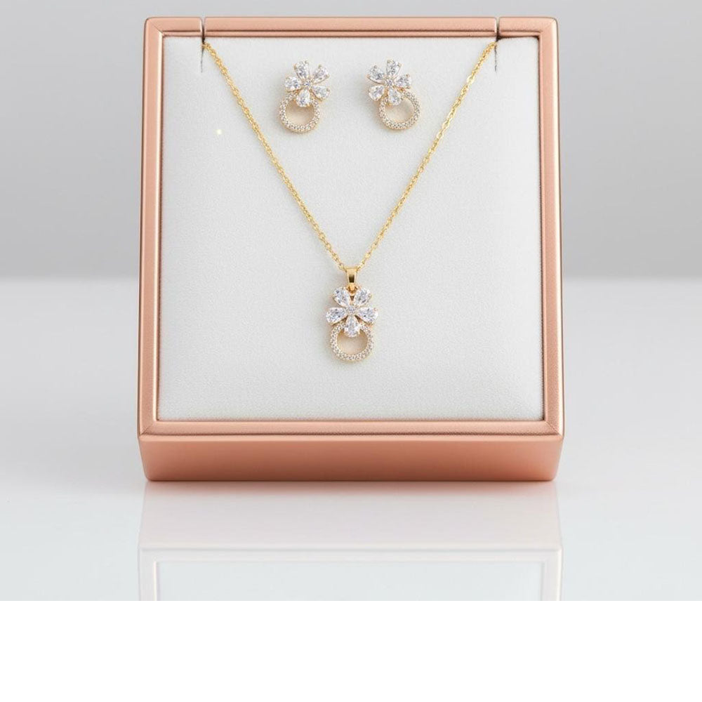 VM Imitation Premium Sparkling Crystal Stone Pendant Set