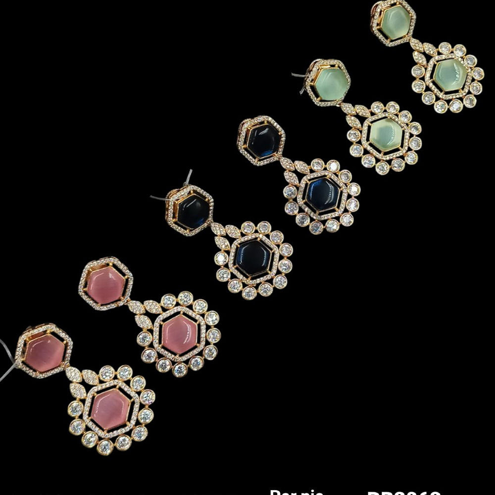 NAFJ Gold Plated Polki Kundan Dangler Earrings