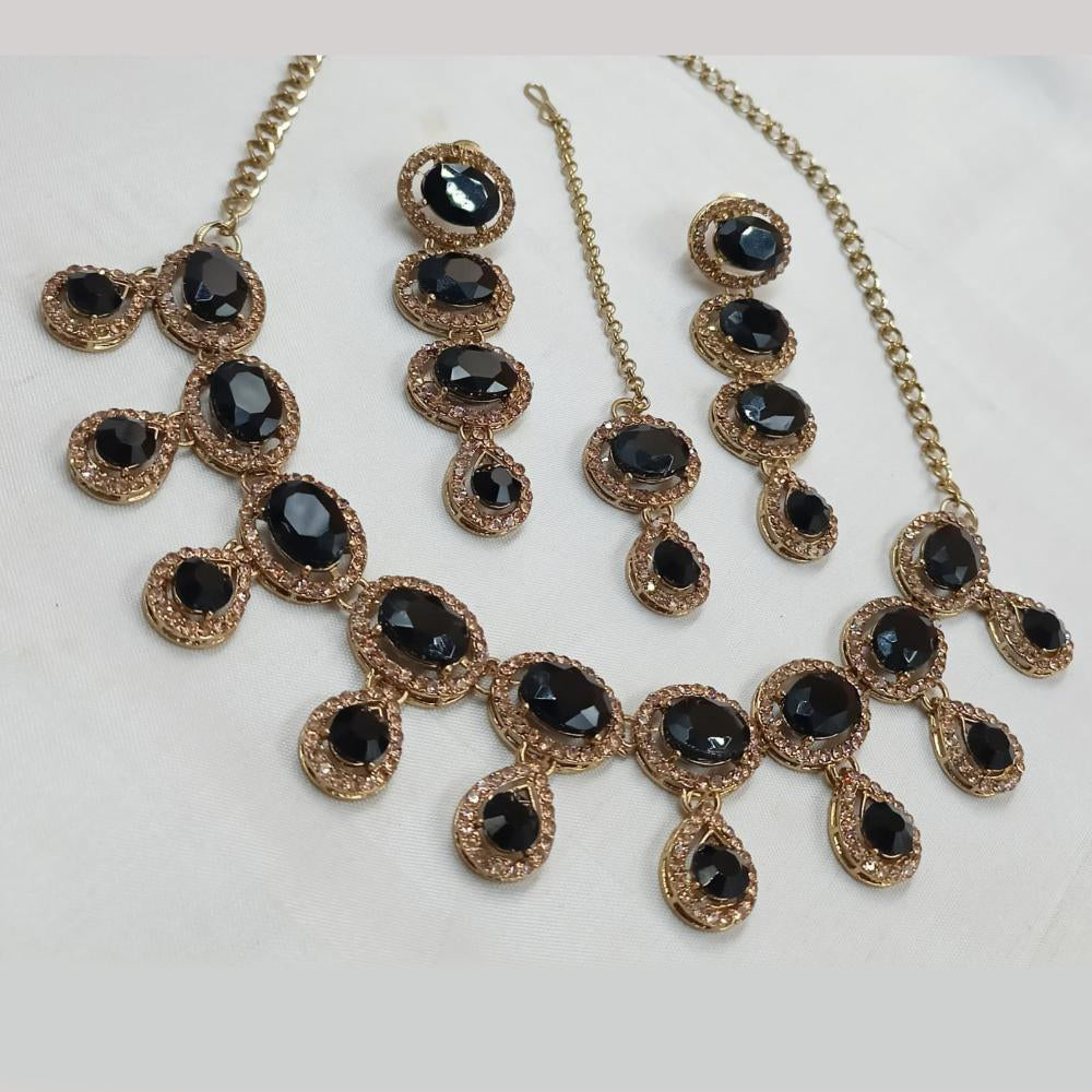 NAFJ Gold Plated Crystal Stone And Austrian Stone Necklace Set